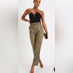 Shiniest Stance Gold Glitter High-Rise Wide-Leg Trousers - size large NWT